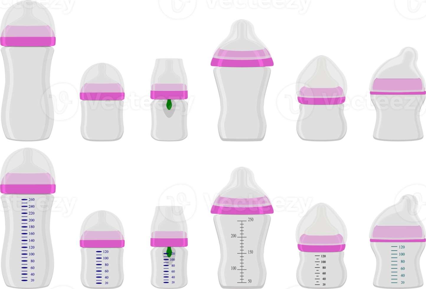 groot uitrusting baby melk in fles met rubber fopspeen png