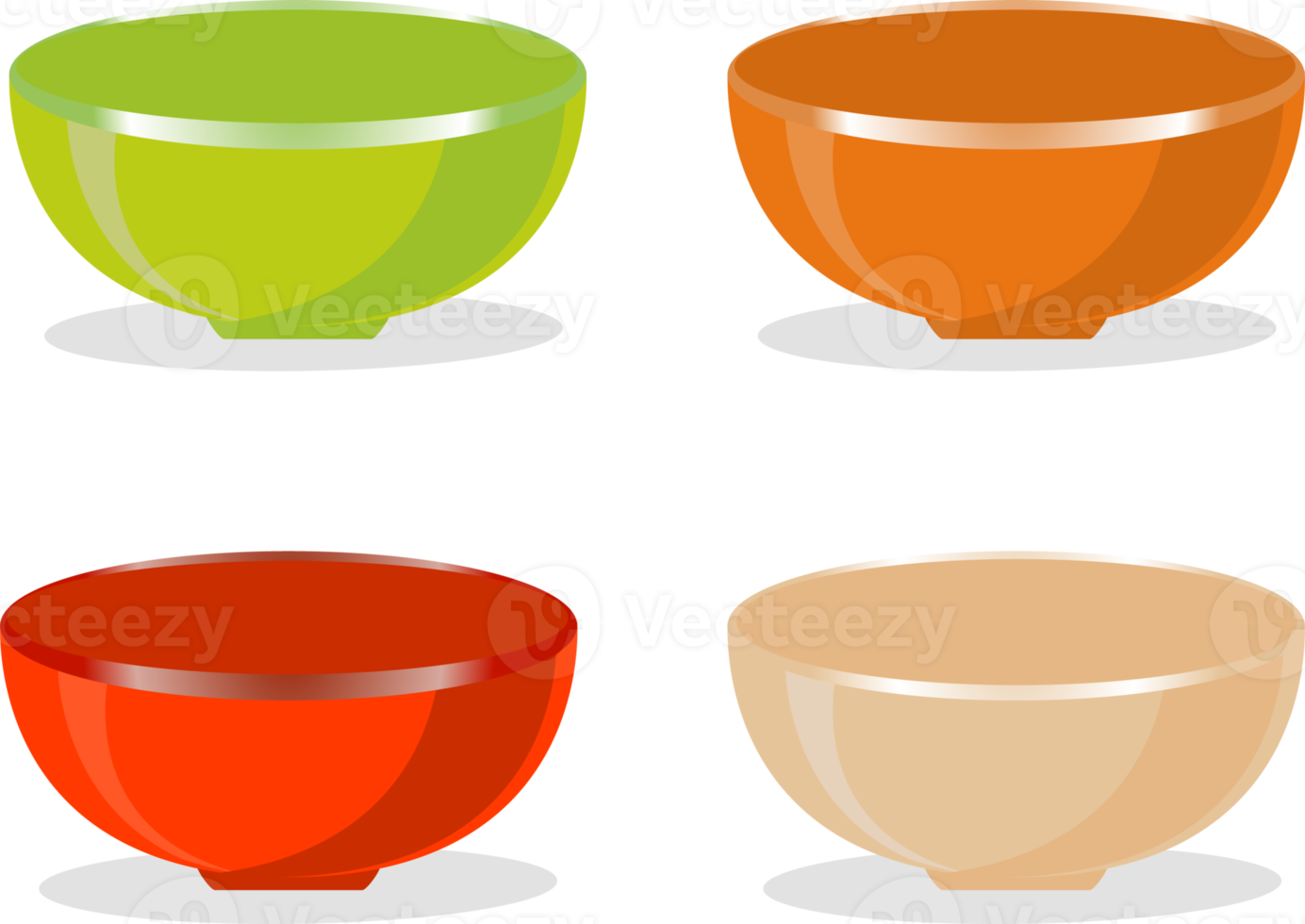 Set of empty glass soup bowls png