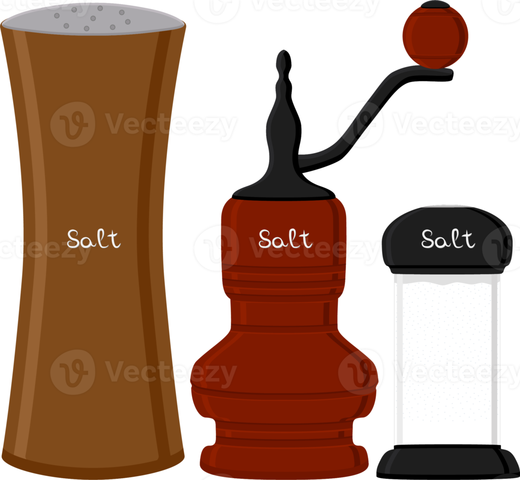 big set different types glassware filled salt png