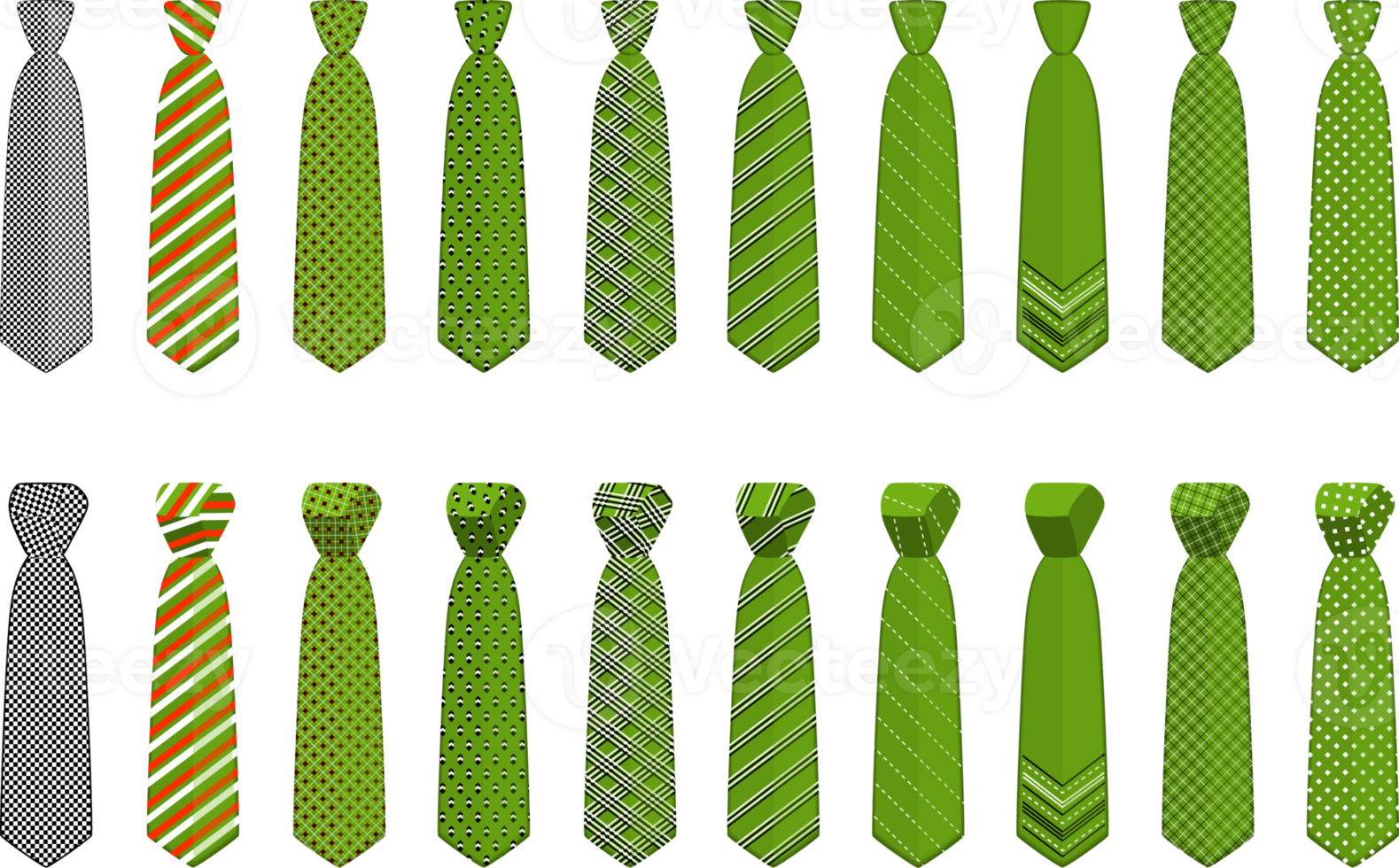 big set ties different types, neckties various size png