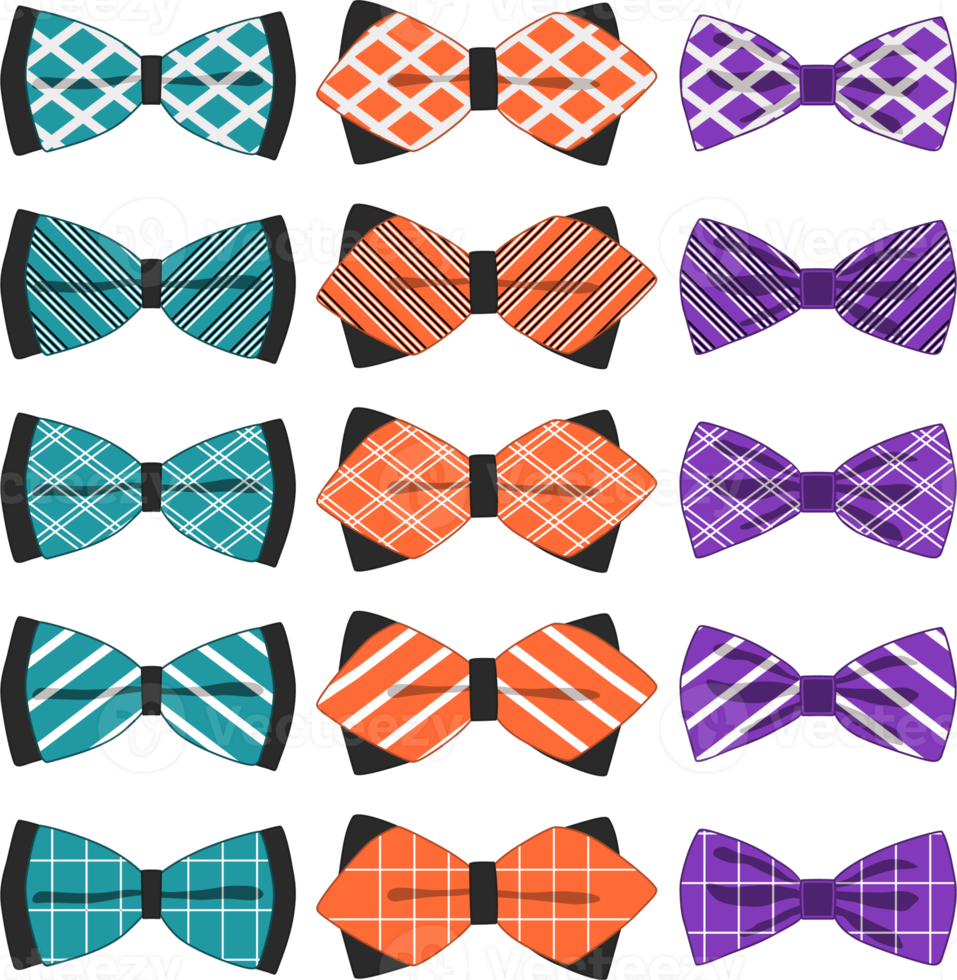 big set ties different types, bowties various size png