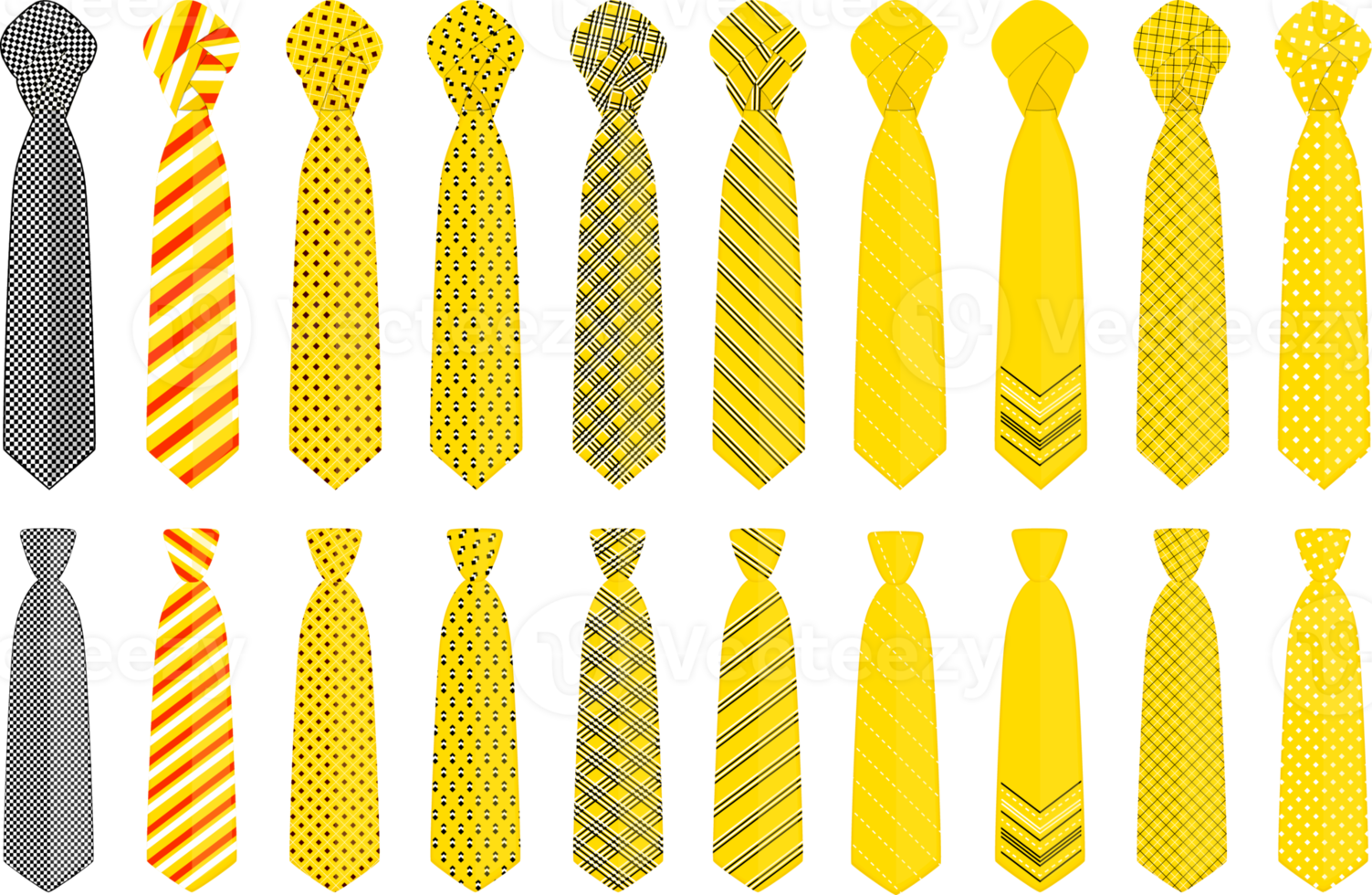 big set ties different types, neckties various size png