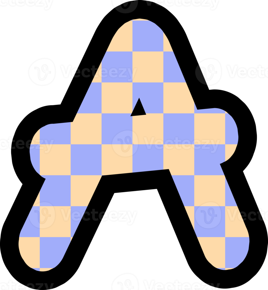 aesthetics cute puffy checkers letter hand draw alphabet 18137419 PNG