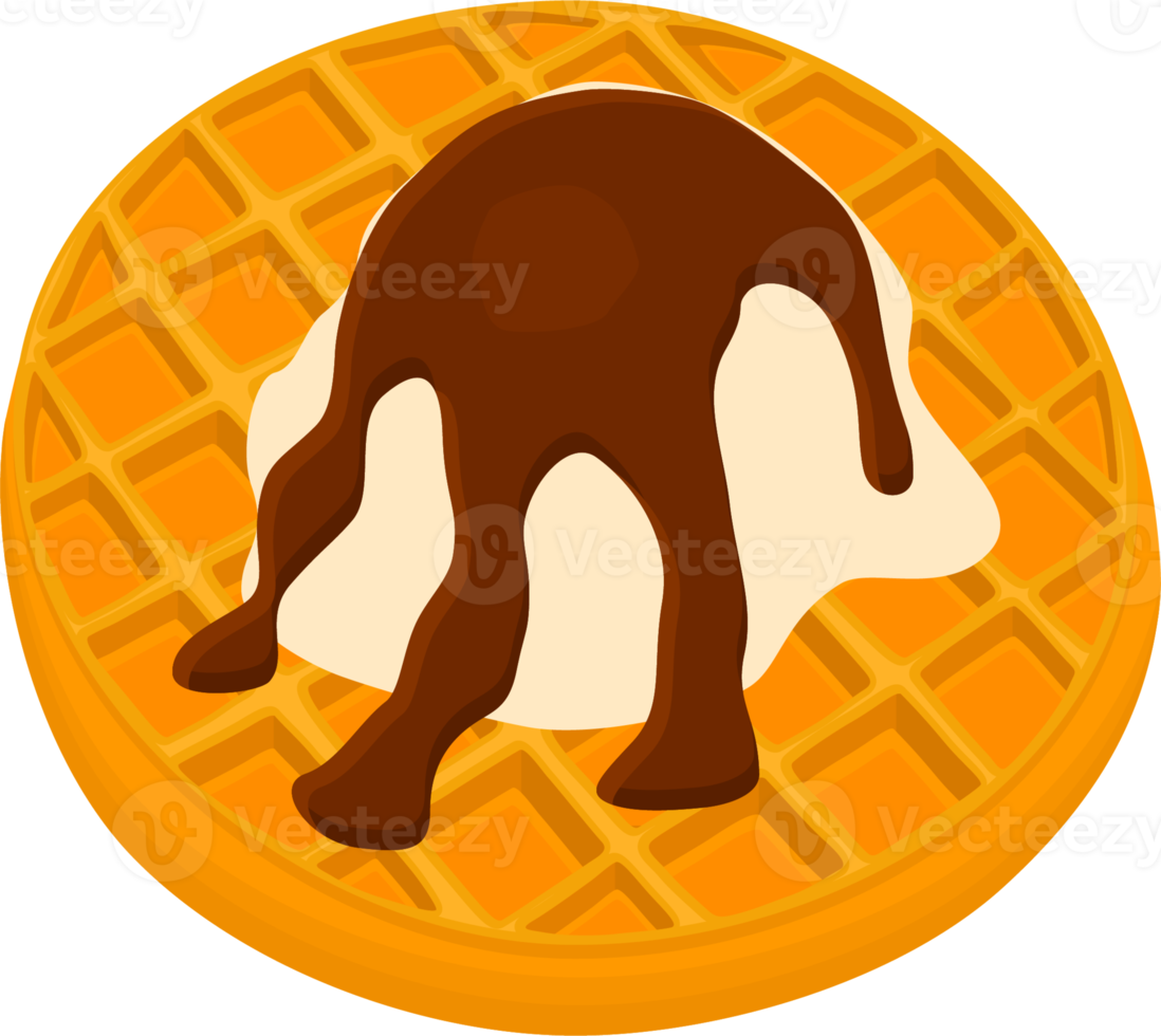 ice cream on waffle with cell, dessert appetizing cookie png