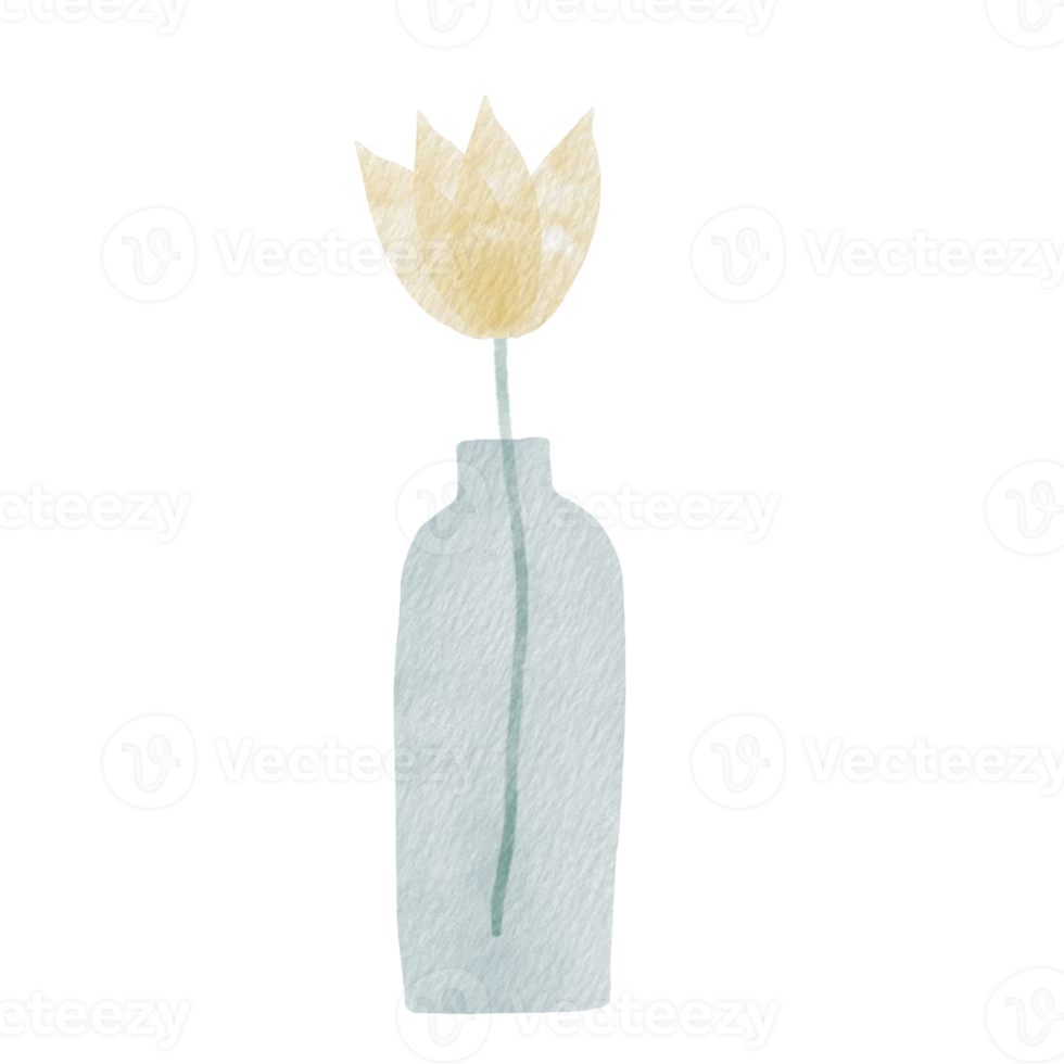 geel bloem en groen fles. digitaal verf waterverf stijl met papier textuur. decoratie voor ieder ontwerp. illustratie. png