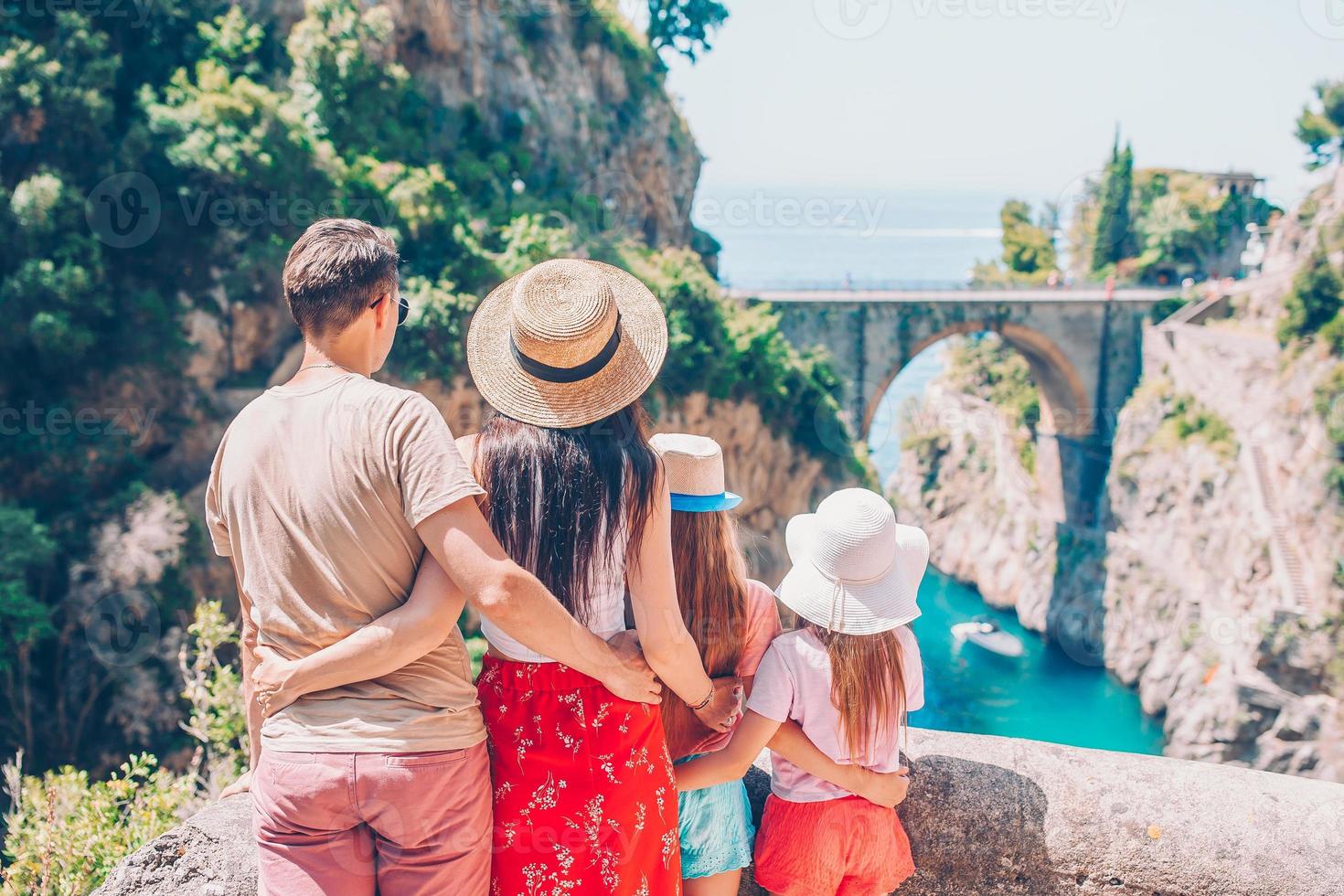 Famous fiordo di furore beach seen from bridge. photo