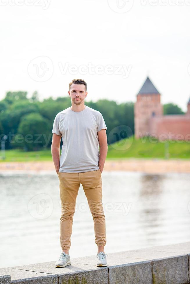 Veliky Novgorod, Russia. Novgorod Kremlin at Volkhov River photo