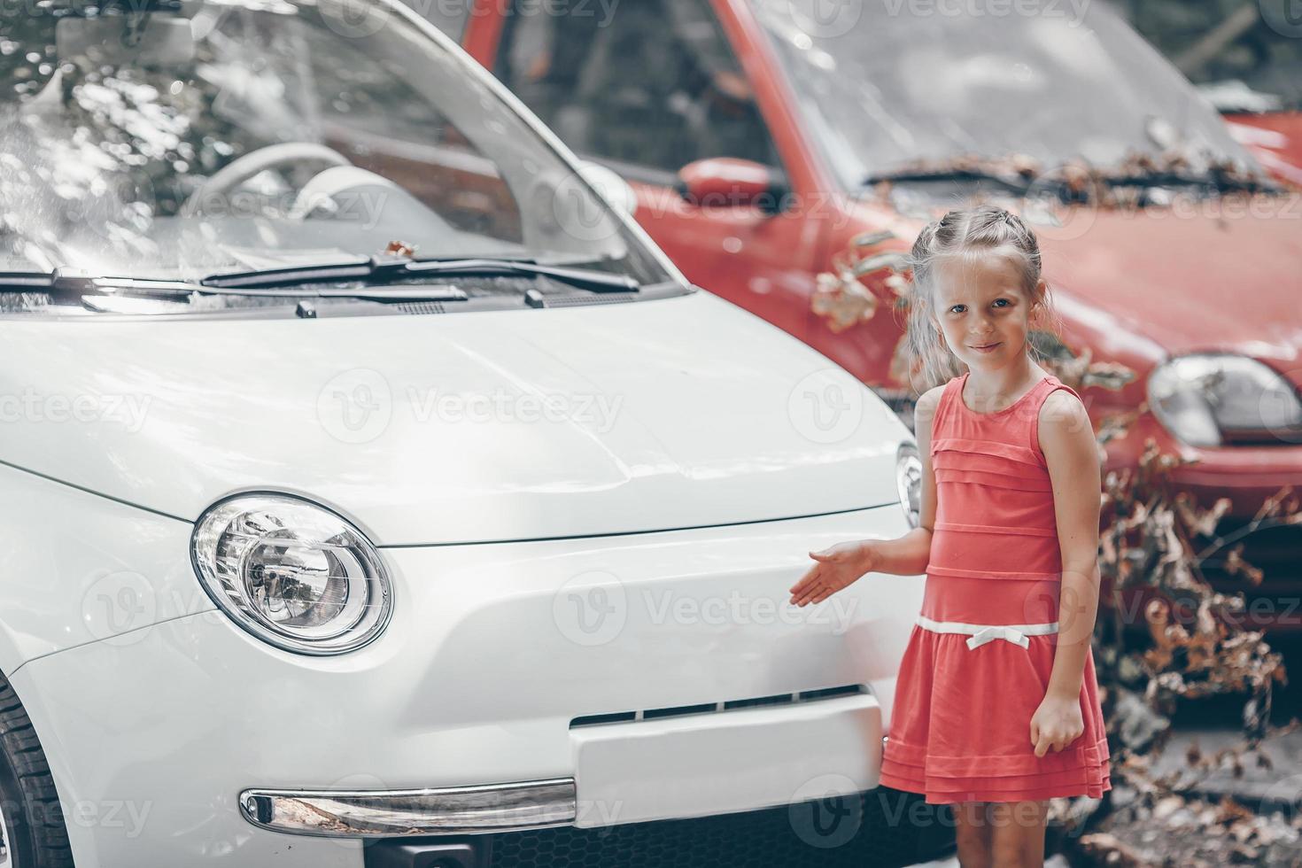 Adorable little girl in popular area in Rome photo