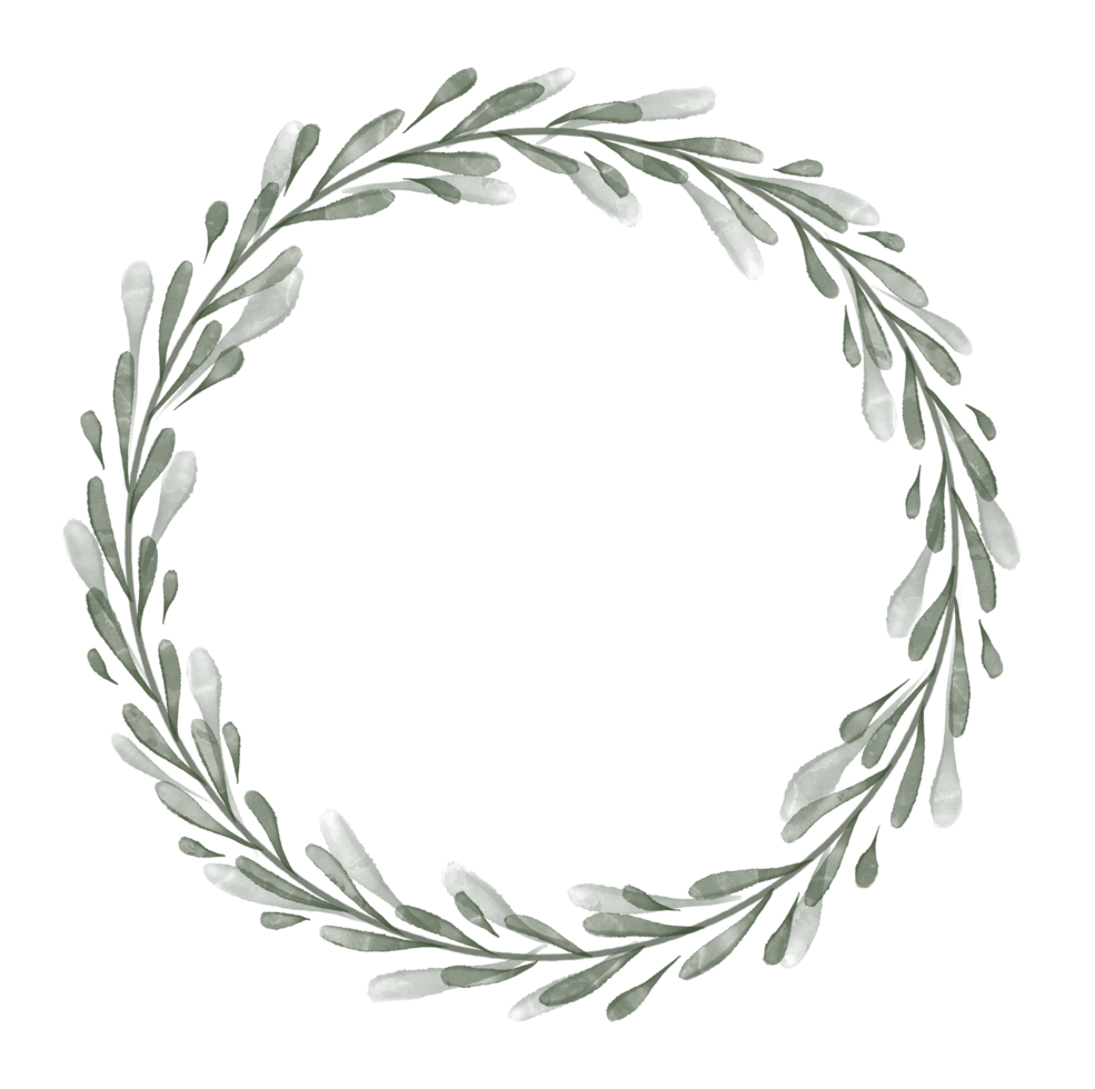 Watercolor decorative Circle floral Frame. Botanical round Wreath with branches, herbs, plants, and leaves. Rustic wedding border png