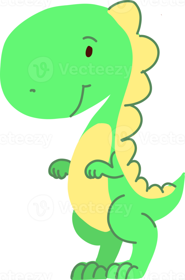 Dinosaur green color cartoon illustration. png