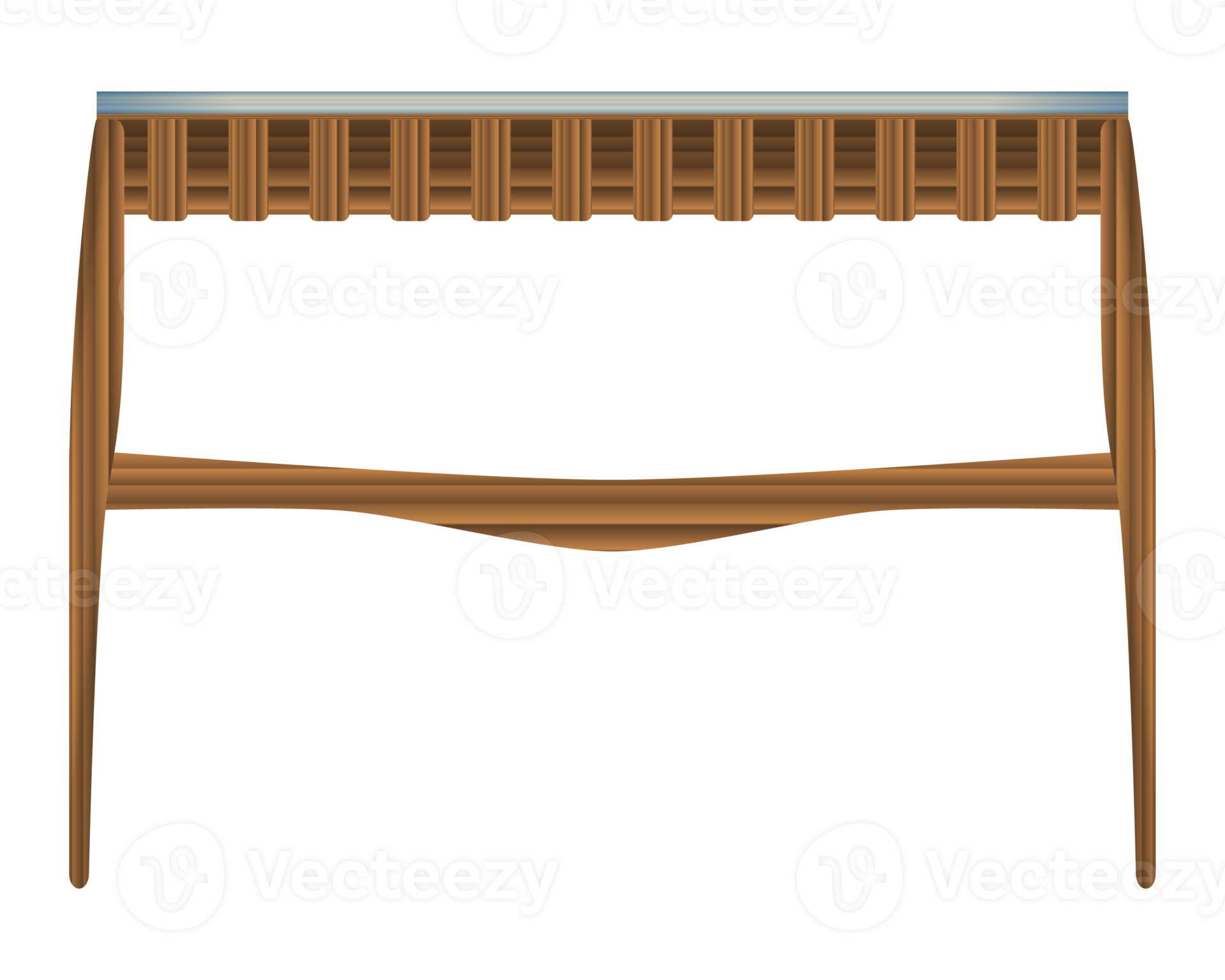 Folding wood table front view in realistic style. Turquoise table top