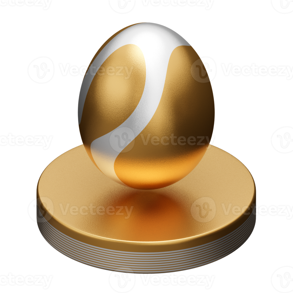 gold egg podium easter 3d illustration png