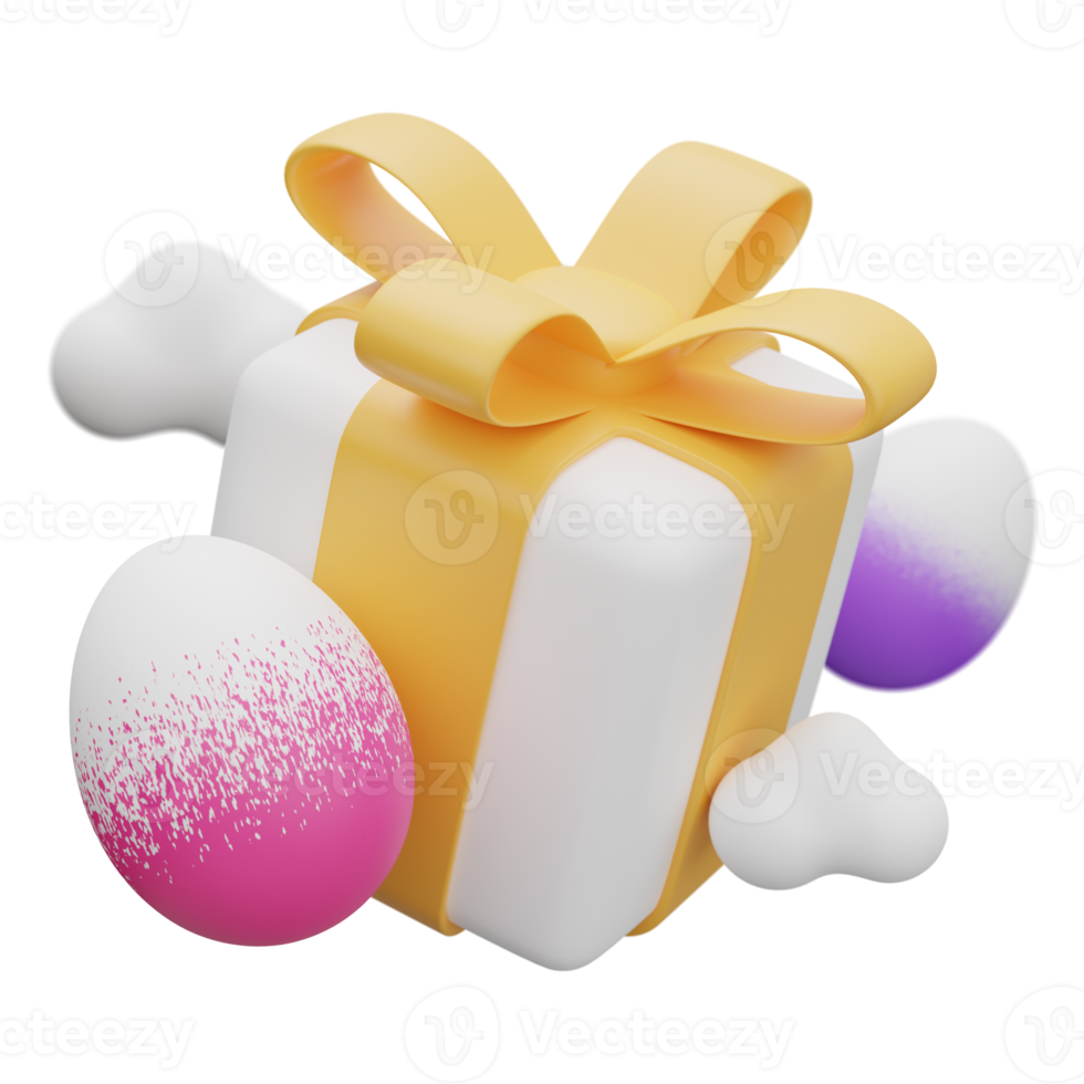 easter egg gift box levitation 3d illustration png