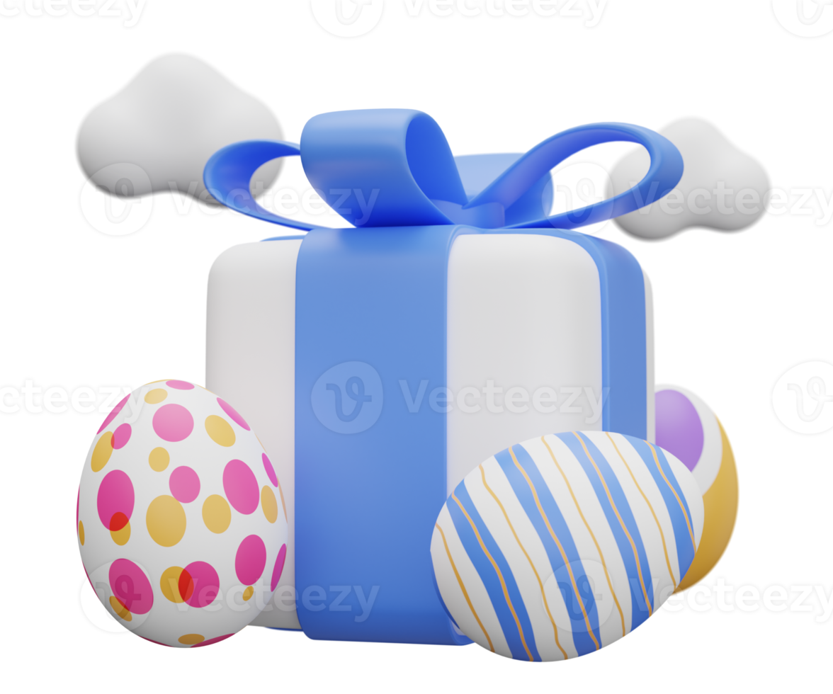 ilustración 3d de caja de regalo de huevo de Pascua png