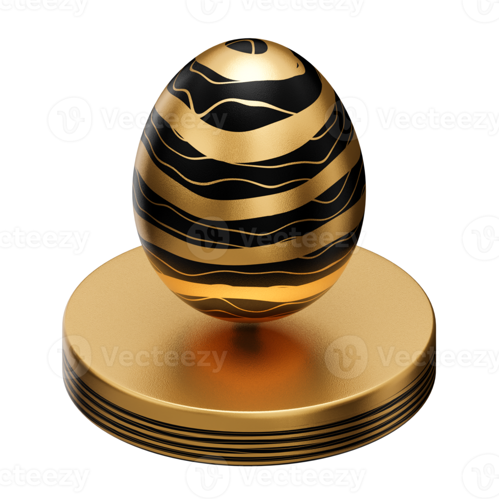 gold egg podium easter 3d illustration png