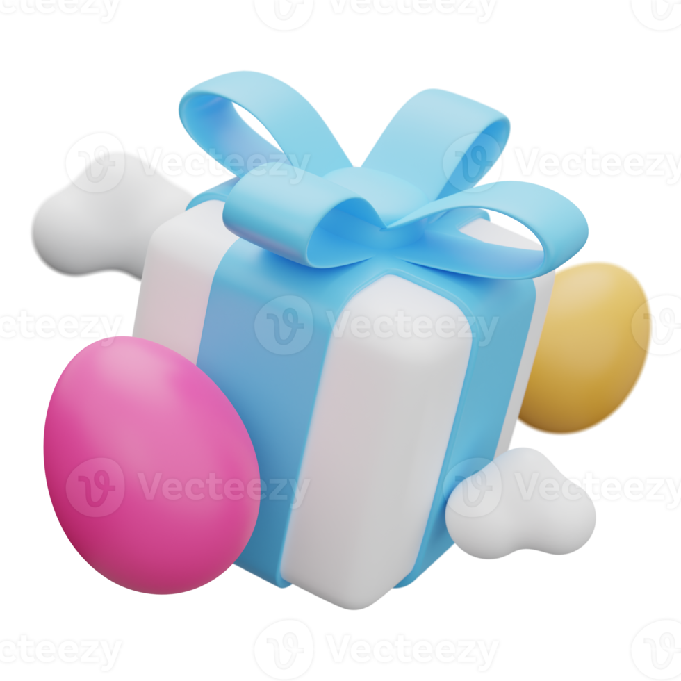 easter egg gift box levitation 3d illustration png