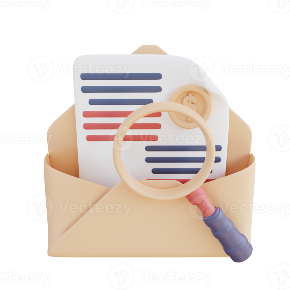 3D Illustration financial message analysis png