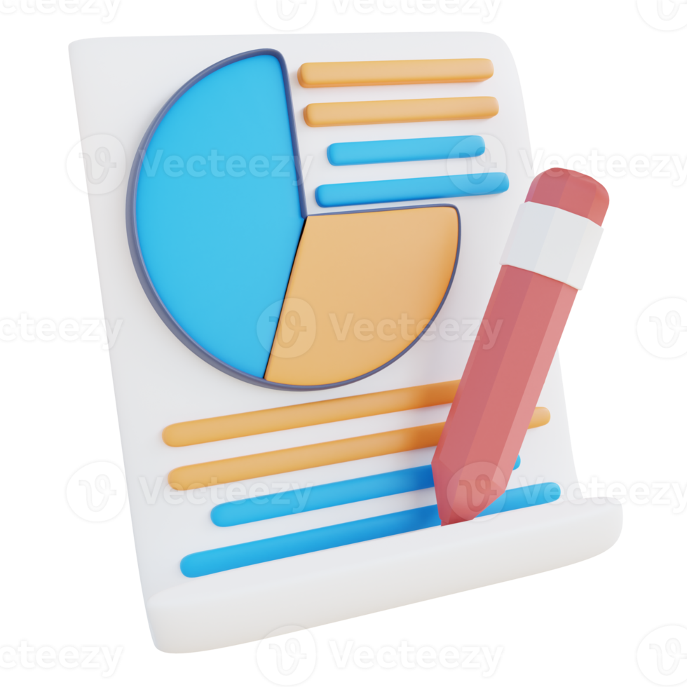 gráfico de relatório de documento de ilustração 3D png