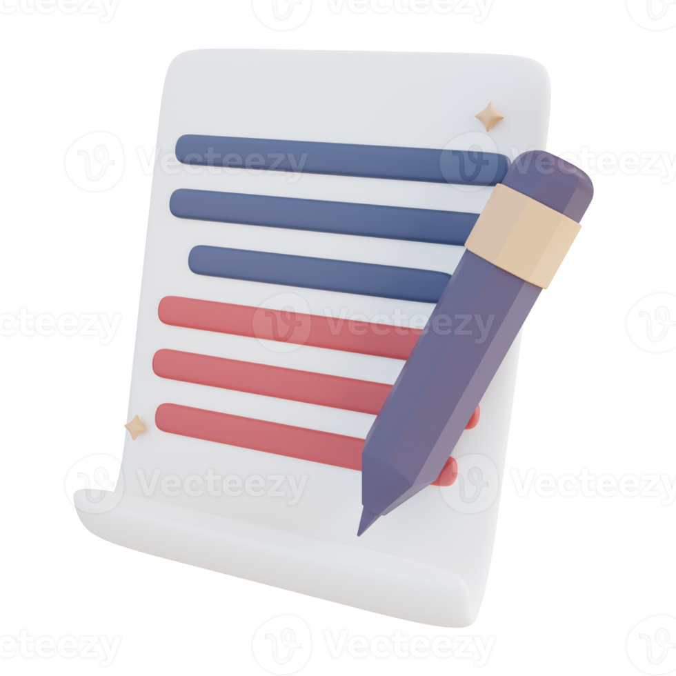 3D Illustration write documents png