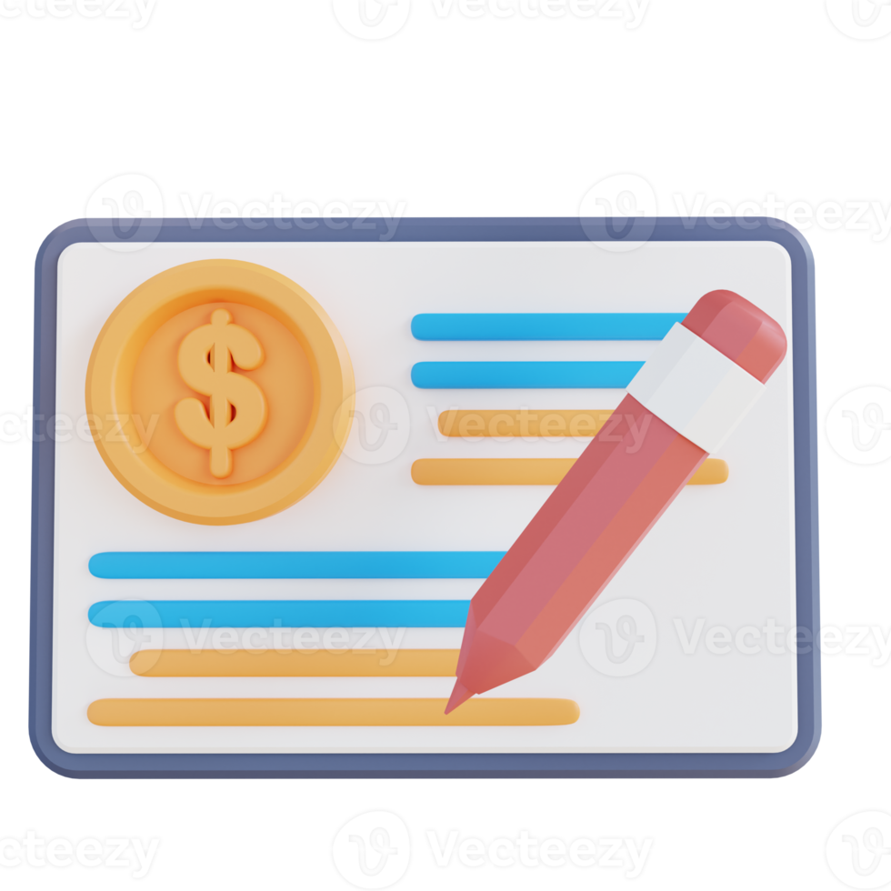 3d illustration of financial report writing png