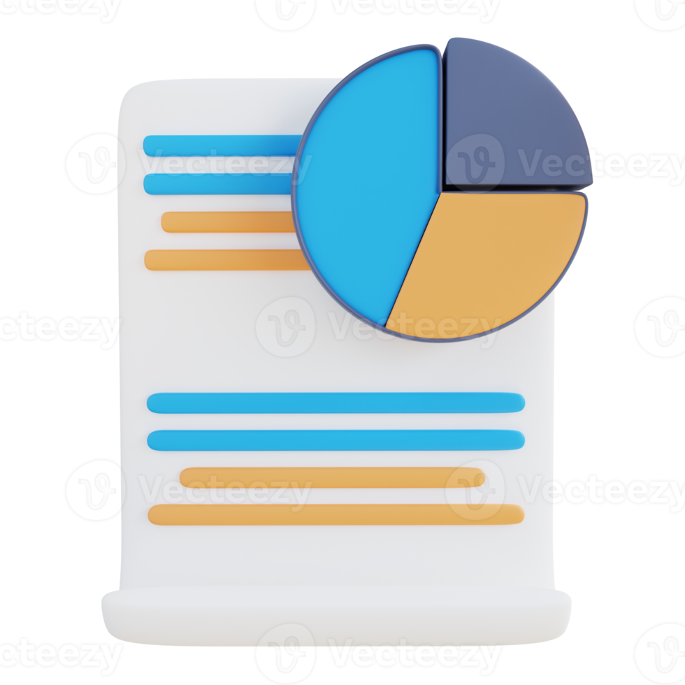 3d illustration pie chart document png