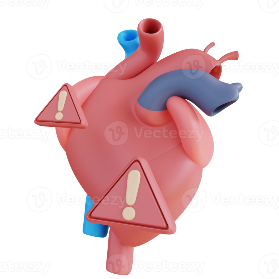 3d illustration d'avertissement de maladie cardiaque png