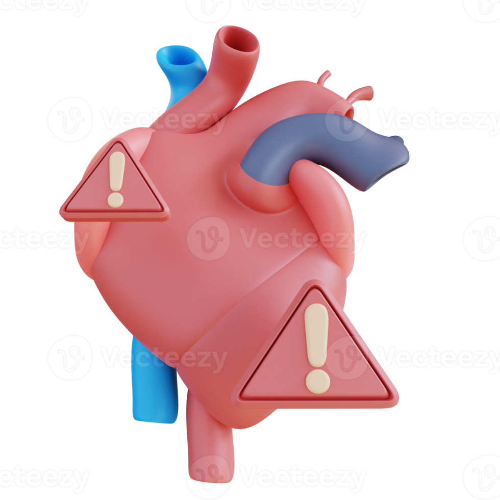 3d illustration of heart disease warning png