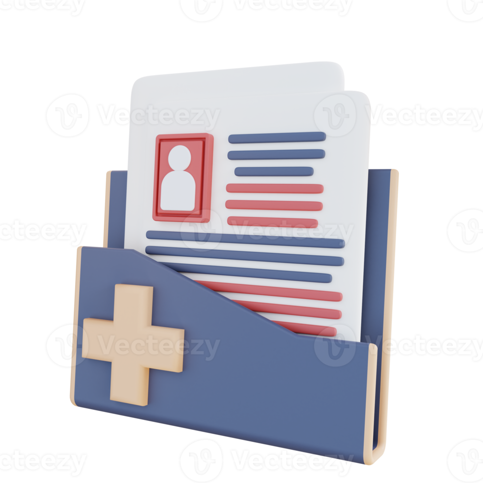 3d illustration of patient health data folder png