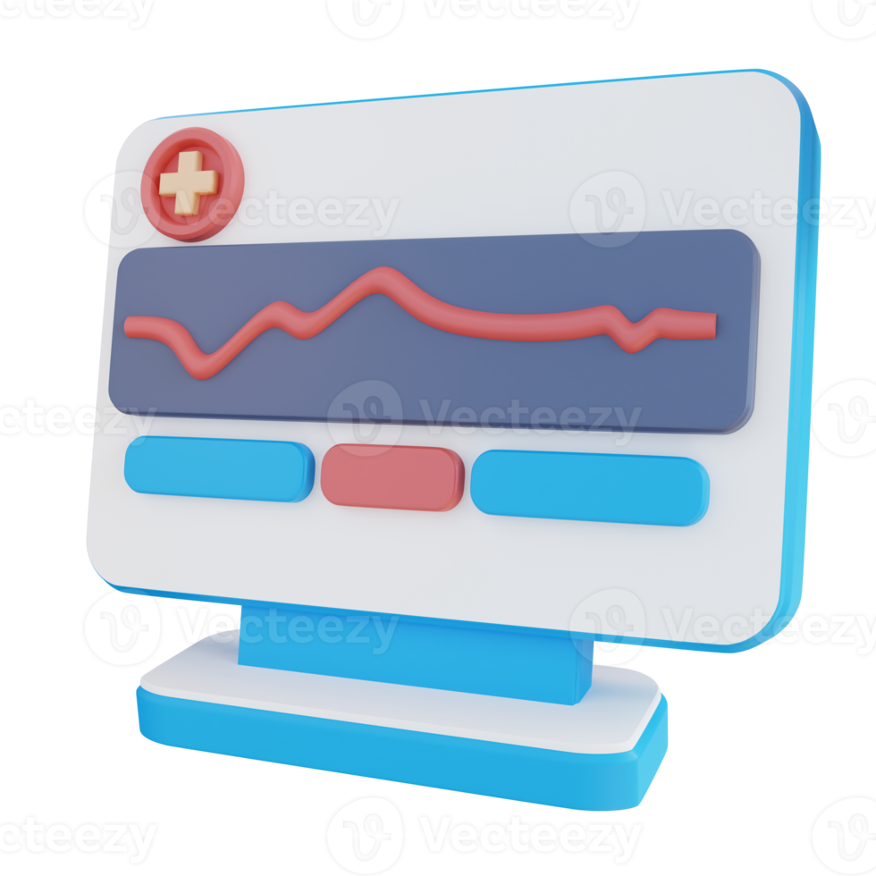 3d illustration of heart health check monitor png