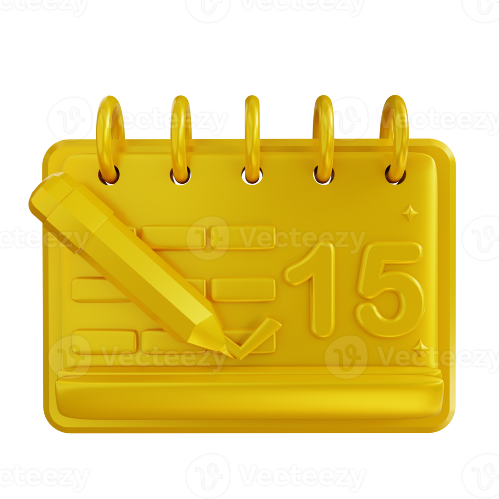 3D Illustration golden create schedules and calendars png