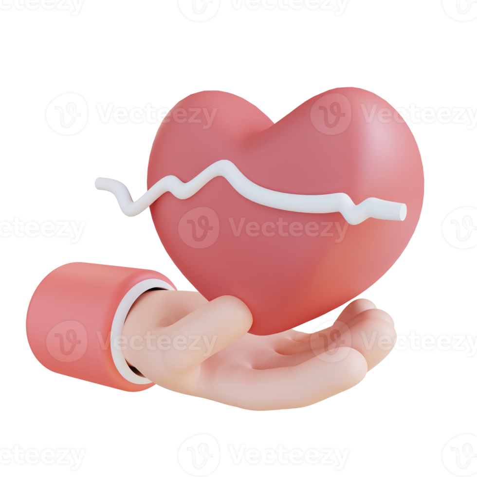 3d illustration hand showing heart health png