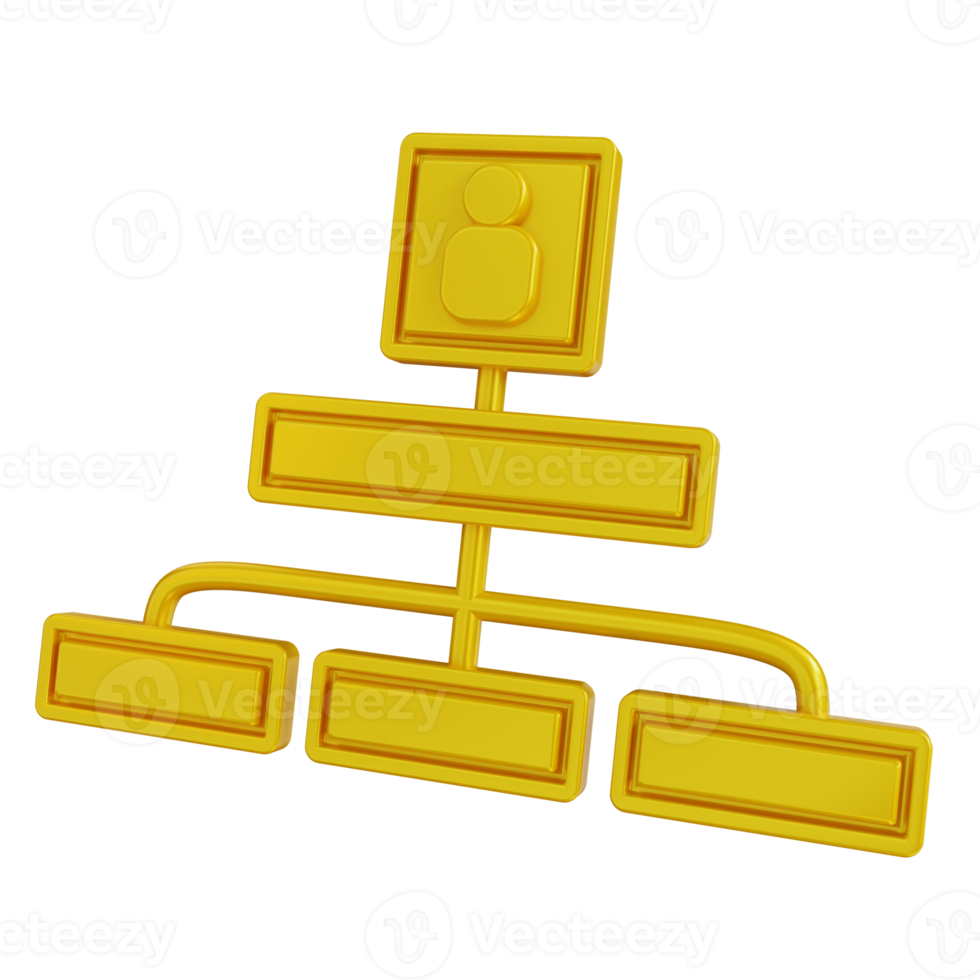 3d illustration golden of hierarchy chart png
