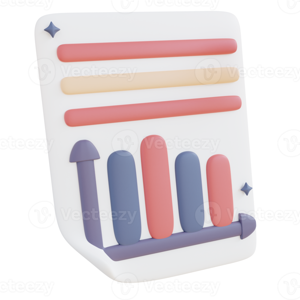 3D Illustration data chart document png