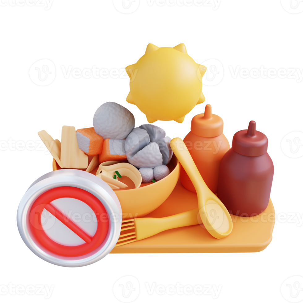 3D-Illustration Mittagessen ist verboten png