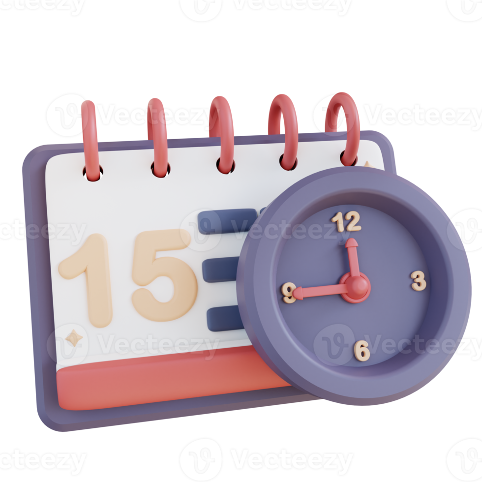 3D Illustration time and calendar schedule png