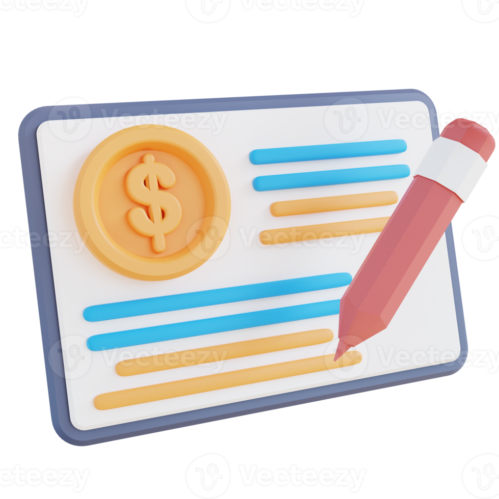 3d illustration of financial report writing png