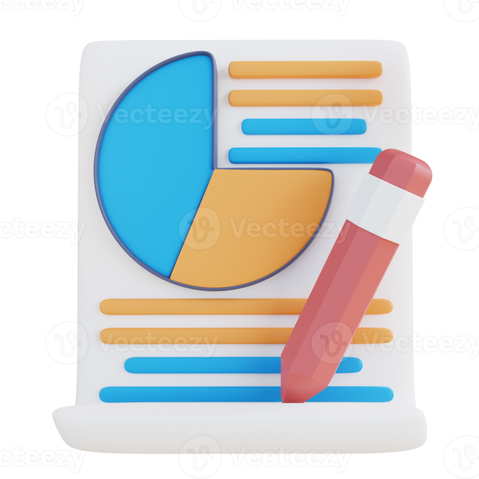 3d illustratie document verslag doen van grafisch png