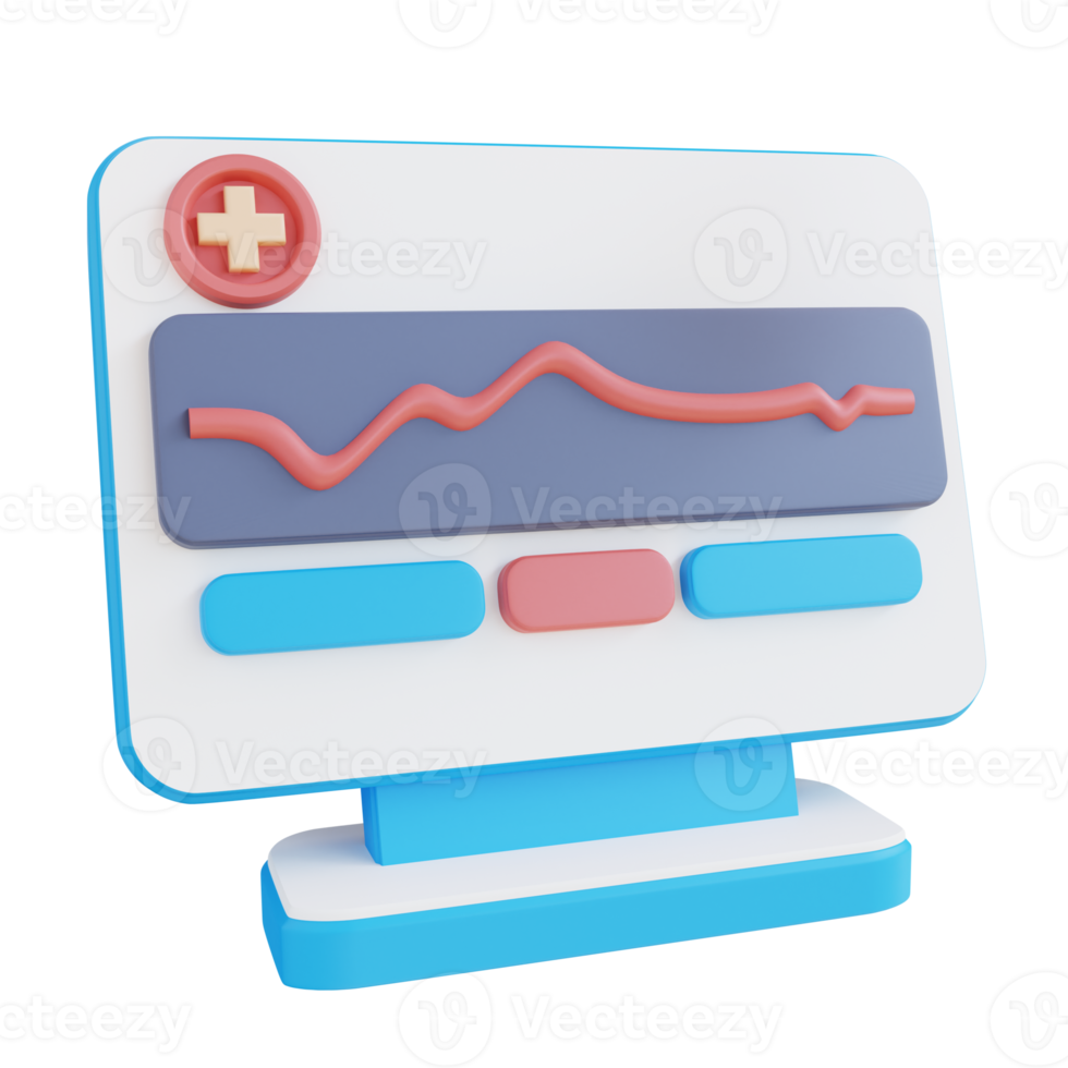 3d illustration of heart health check monitor png