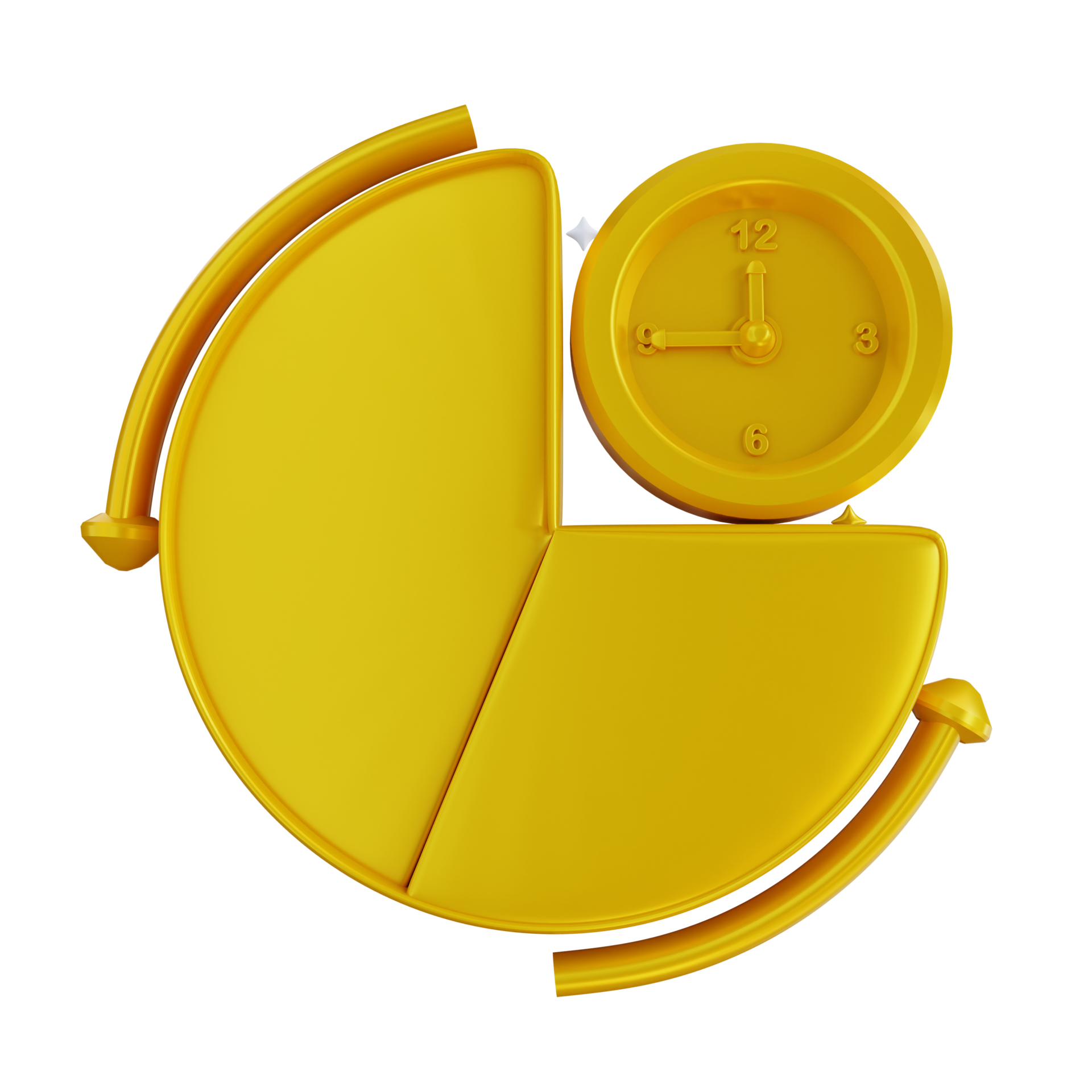 3D Illustration golden time management and pie chart 18244654 PNG