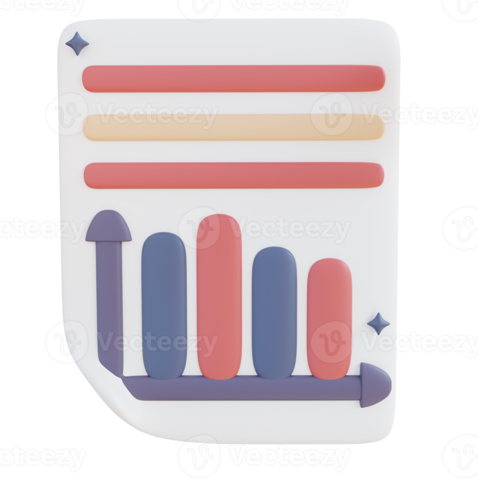 3D Illustration data chart document png