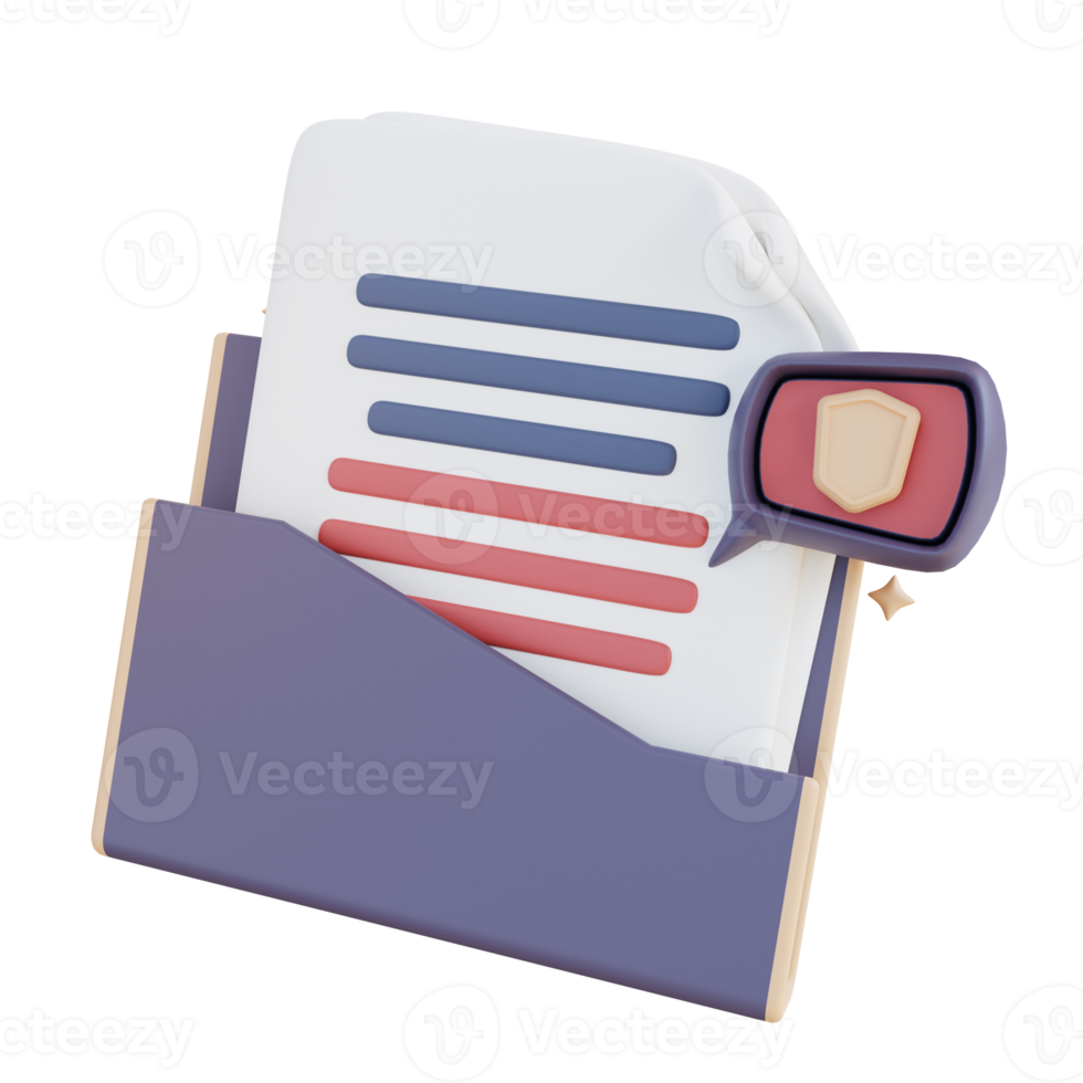 3D Illustration document security folder png