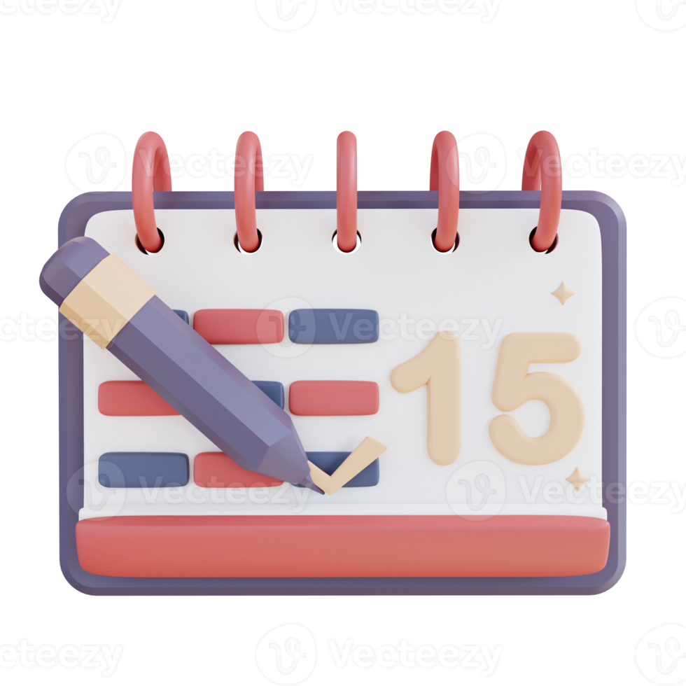 a ilustração 3d cria programações e calendários png