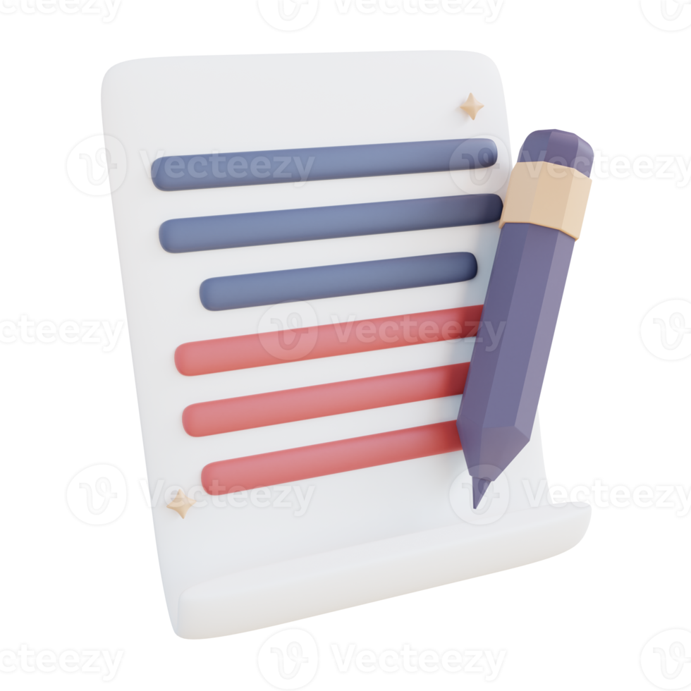 3D Illustration write documents png