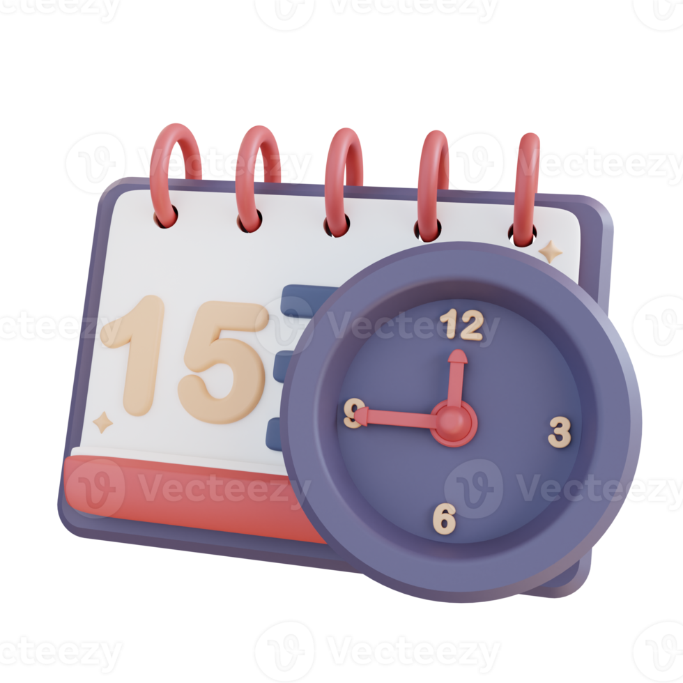 3D Illustration time and calendar schedule png