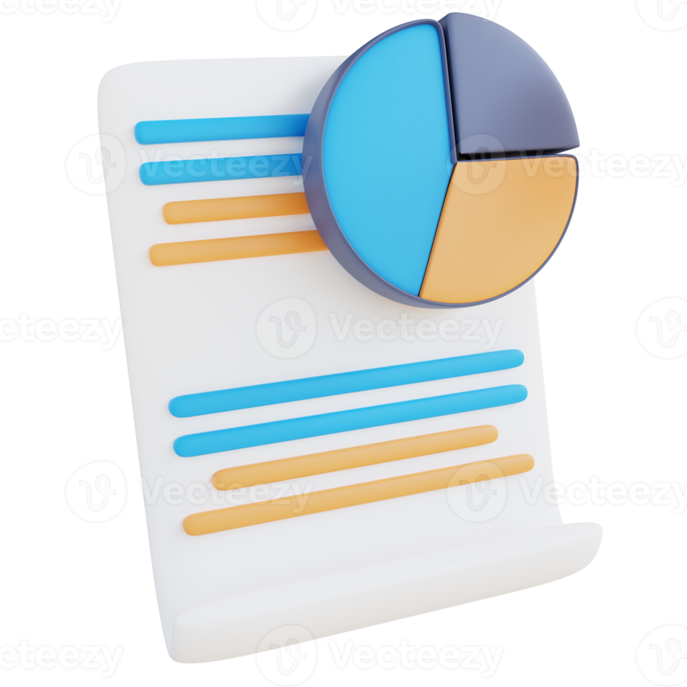 3d illustration pie chart document png