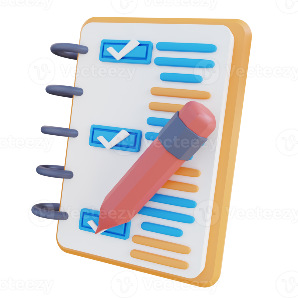 3d illustration writing to do list png