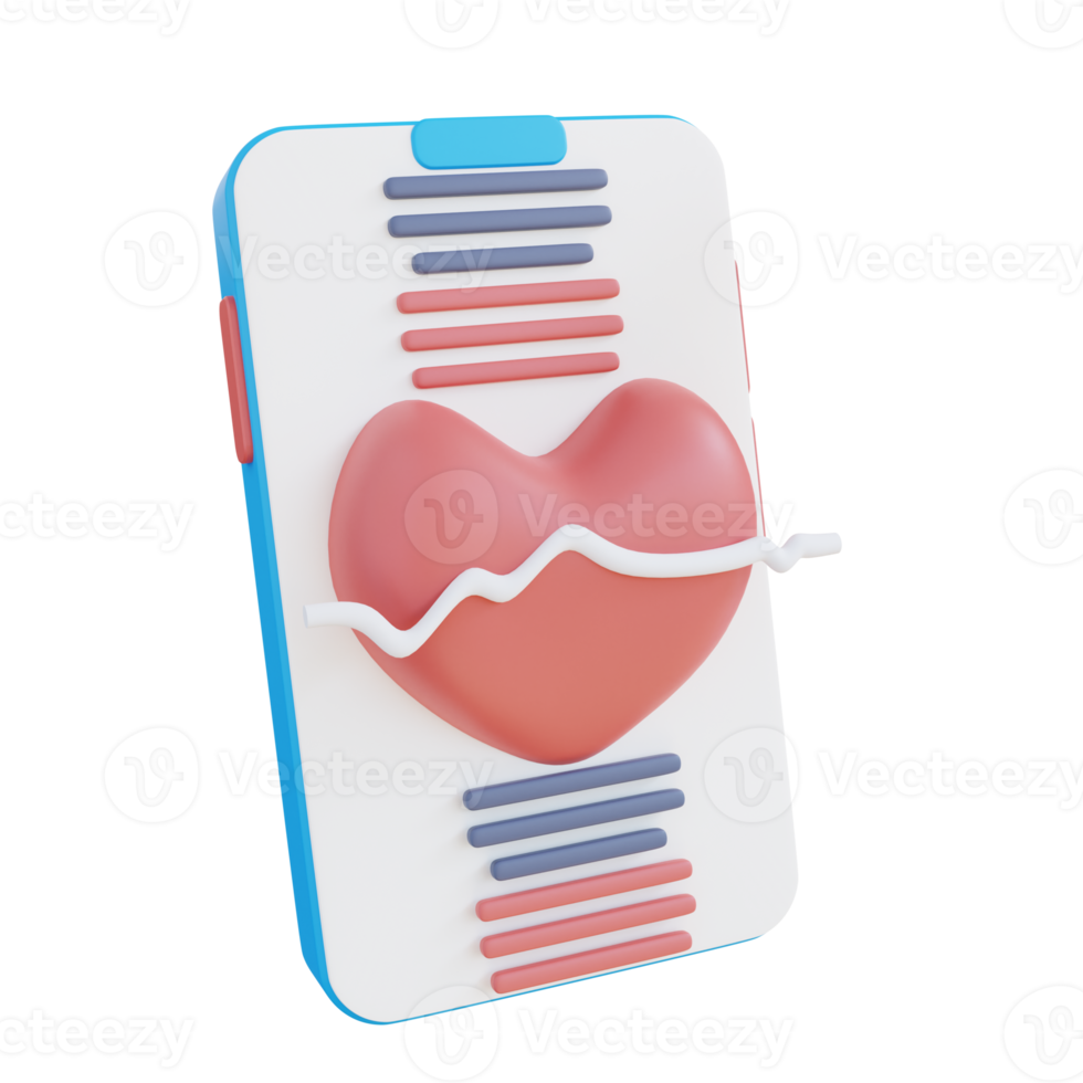 3d illustration of mobile heart health check png