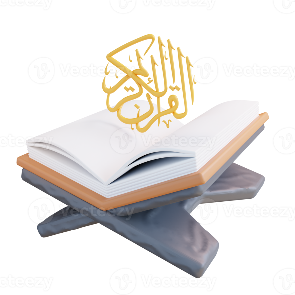 3d illustratie lezen de fijngestampt van de koran png