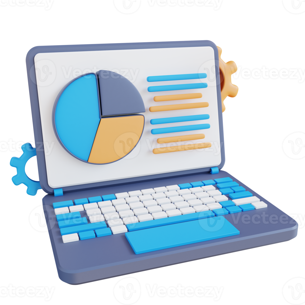 3d illustration laptop report data png