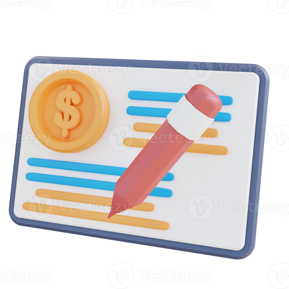 3d illustration of financial report writing png